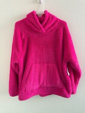 Old Navy Plush Fuchsia Hooded Sherpa Pullover Size S